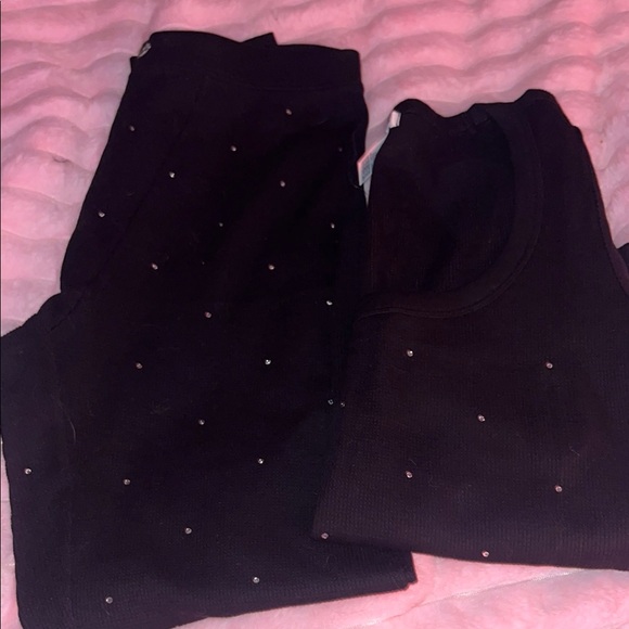 BRAND NEW VICTORIAS SECRET Black Pajamas with White Dots - Picture 4 of 6